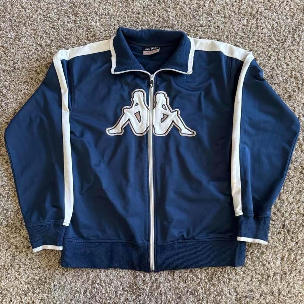 Kappa Track Jacket Medium Blue White Full Zip Sweatshirt